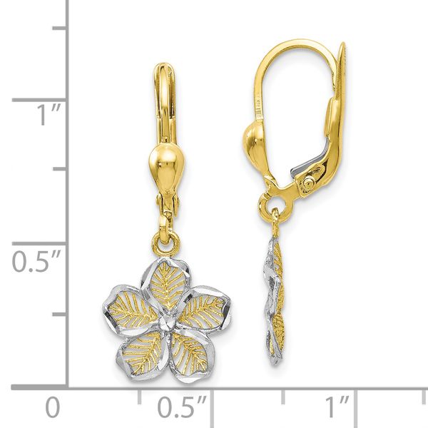 Leslie's 10K Rhod-plated Polished D/C Filigree Flower Leverback Earrings - Image 4