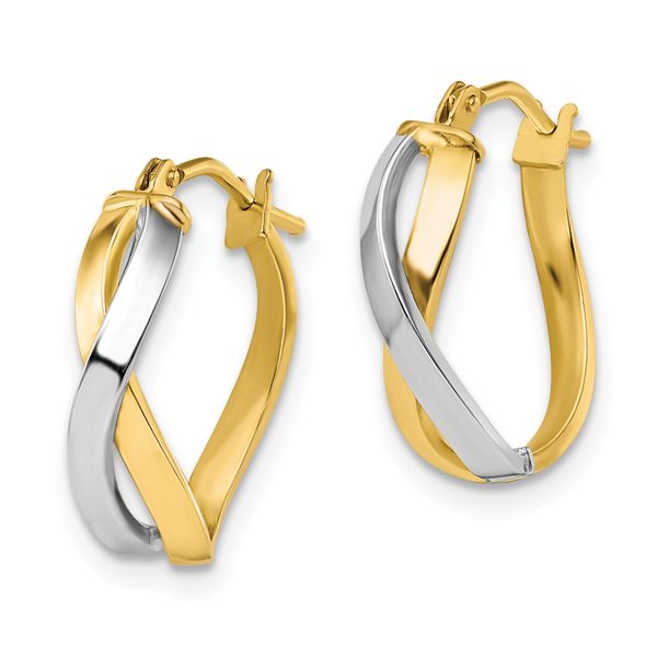 Leslie's 10K w/Rhodium Polished Twisted Hoop Earrings - Image 2
