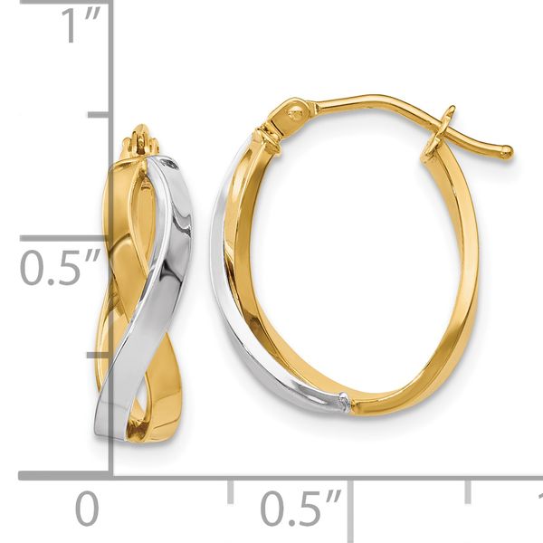 Leslie's 10K w/Rhodium Polished Twisted Hoop Earrings - Image 3