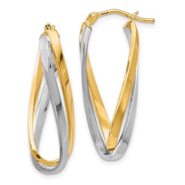 Leslie's 10K w/Rhodium Polished Twisted Hoop Earrings