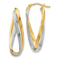 Leslie's 10K w/Rhodium Polished Twisted Hoop Earrings