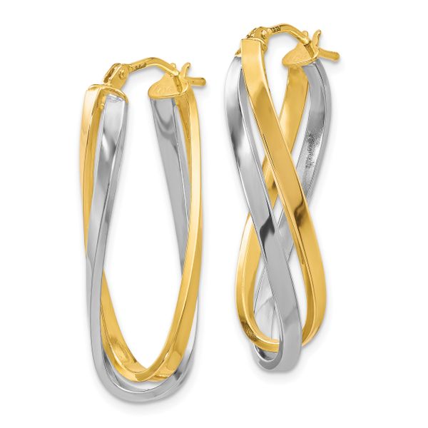 Leslie's 10K w/Rhodium Polished Twisted Hoop Earrings - Image 2