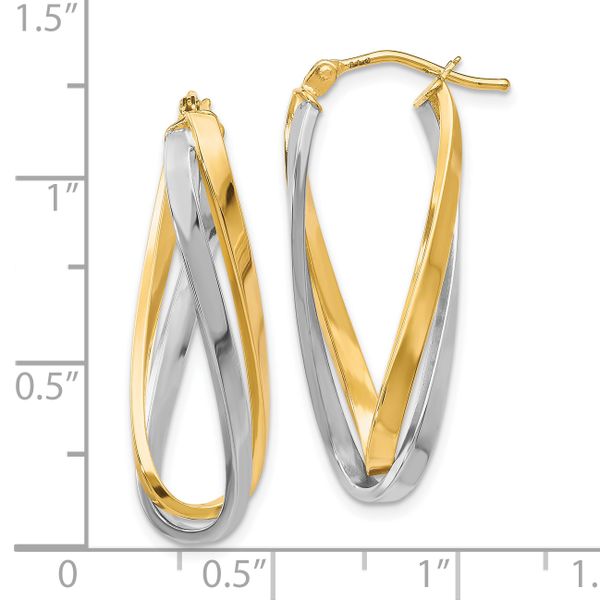 Leslie's 10K w/Rhodium Polished Twisted Hoop Earrings - Image 4