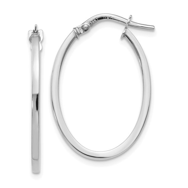 Leslie's 10K White Gold Polished Oval Hoop Earrings