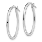 Leslie's 10K White Gold Polished Oval Hoop Earrings - Image 2