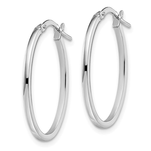 Leslie's 10K White Gold Polished Oval Hoop Earrings - Image 2