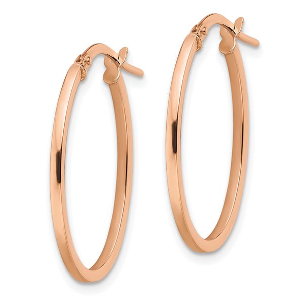 Leslie's 10K Rose Gold Polished Oval Hoop Earrings - Image 2