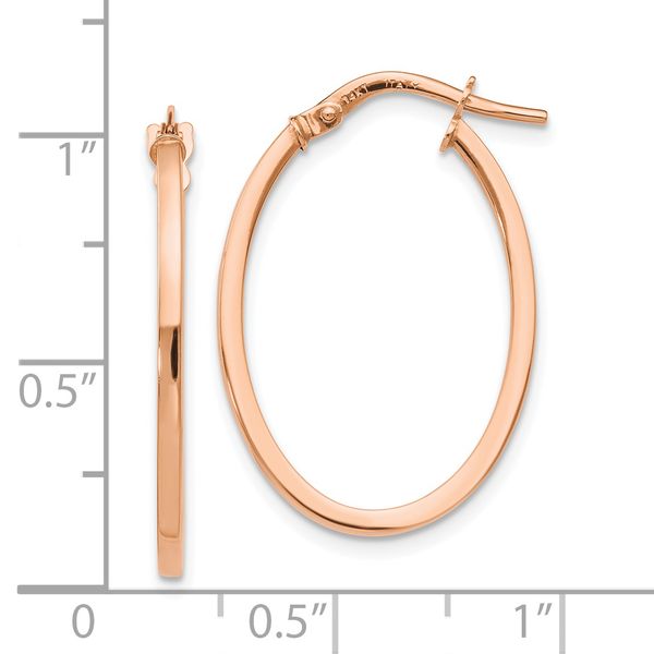 Leslie's 10K Rose Gold Polished Oval Hoop Earrings - Image 4