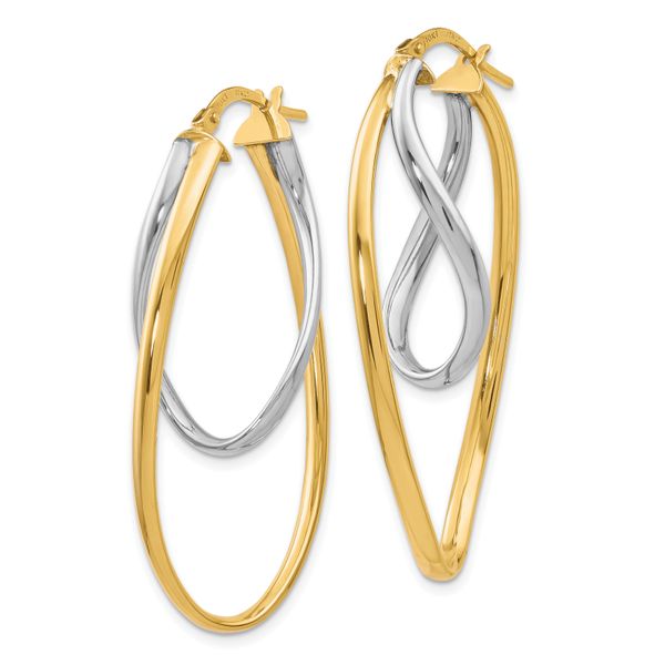 Leslie's 10K Two-Tone Polished Hoop Earrings - Image 2