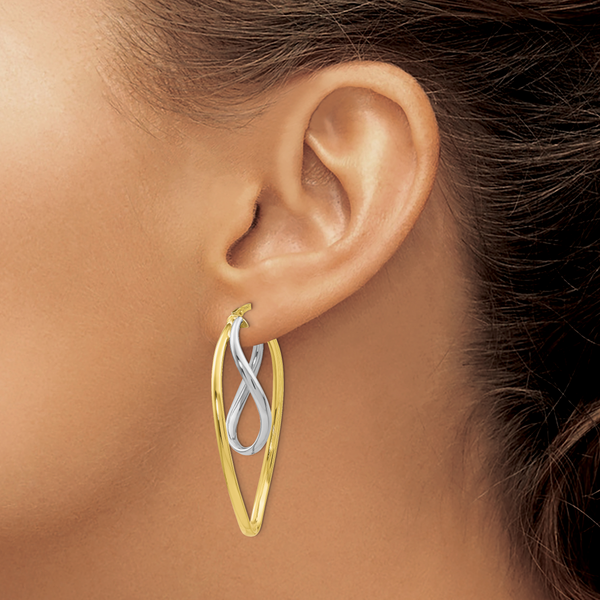 Leslie's 10K Two-Tone Polished Hoop Earrings - Image 3