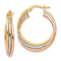 Leslie's 10K Tri-color Polished and Textured Twisted Hoop Earrings