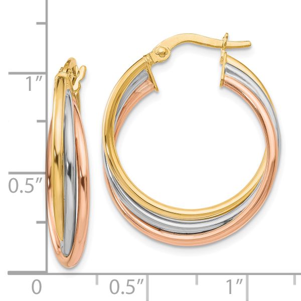 Leslie's 10K Tri-color Polished and Textured Twisted Hoop Earrings - Image 4