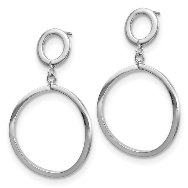 Leslie's 10K with White Rhodium Plating Polished Round Post Dangle Earrings - Image 2