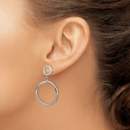 Leslie's 10K with White Rhodium Plating Polished Round Post Dangle Earrings - Image 3