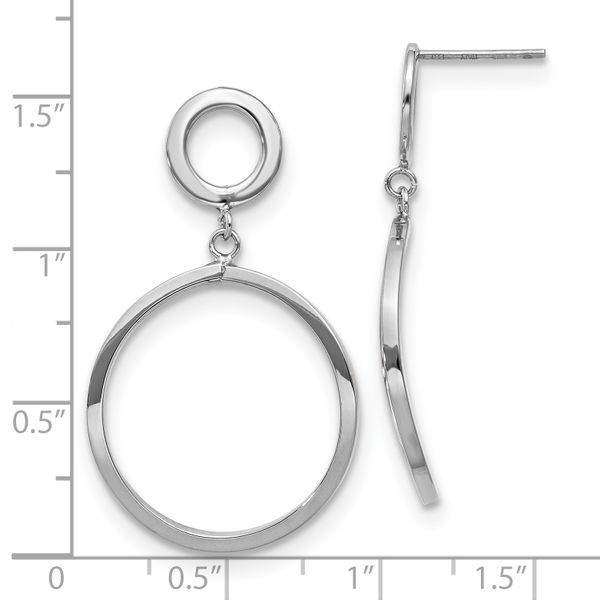 Leslie's 10K with White Rhodium Plating Polished Round Post Dangle Earrings - Image 4