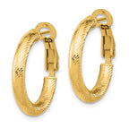 10K 3x15 D/C Round Omega Back Hoop Earrings - Image 2