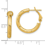 10K 3x15 D/C Round Omega Back Hoop Earrings - Image 4