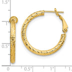 10K 3x20 D/C Round Omega Back Hoop Earrings - Image 4