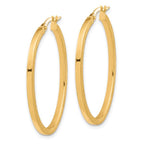 10K Brushed and Polished Oval Hoop Earrings - Image 2