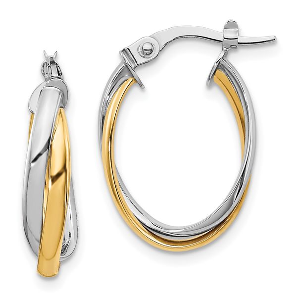 Leslie's 10K with Rhodium Polished Hoop Earrings