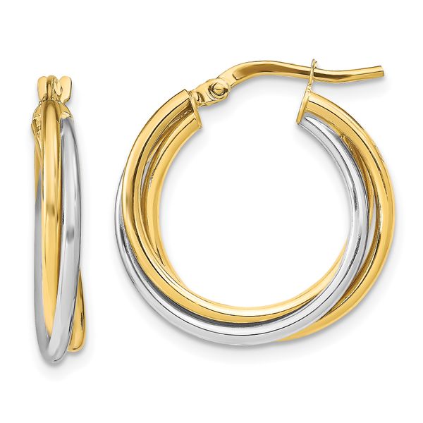 Leslie's 10K with Rhodium Polished Hoop Earrings