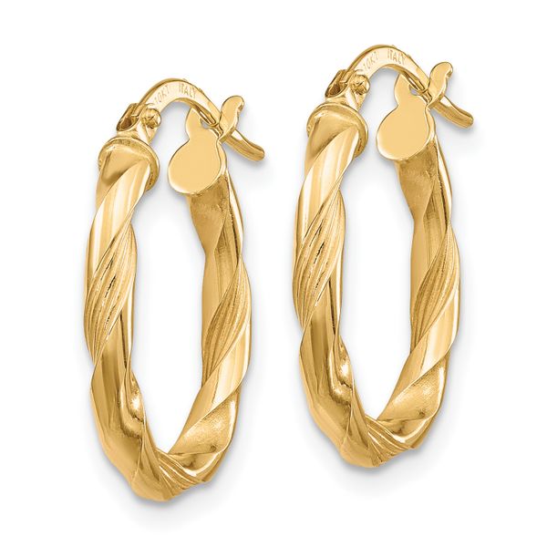 Leslie's 10K Polished and Textured Hoop Earrings - Image 2