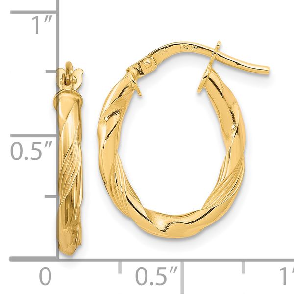 Leslie's 10K Polished and Textured Hoop Earrings - Image 4