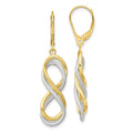 Leslie's 10K w/ White Rhodium Polished Textured Infinity Leverback Earrings