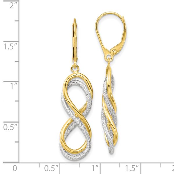 Leslie's 10K w/ White Rhodium Polished Textured Infinity Leverback Earrings - Image 4