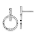 Leslie's 10K with White Rhodium Plating Polished D/C Post Dangle Earrings