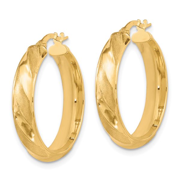 Leslie's 10K Polished Textured Twisted Hoop Earrings - Image 2