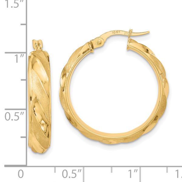 Leslie's 10K Polished Textured Twisted Hoop Earrings - Image 4