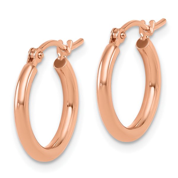 Leslie's 10K Rose Gold Polished Hinged Hoop Earrings - Image 2