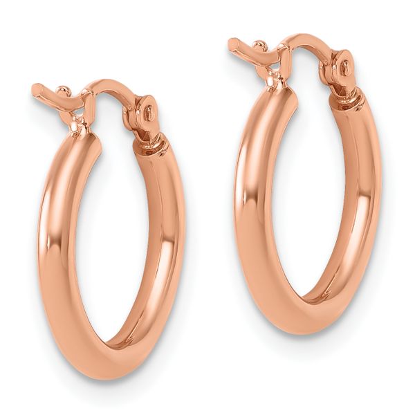 Leslie's 10K Rose Gold Polished Hinged Hoop Earrings - Image 4