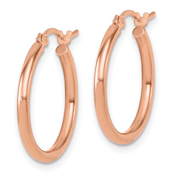 Leslie's 10K Rose Gold Polished Hinged Hoop Earrings - Image 2