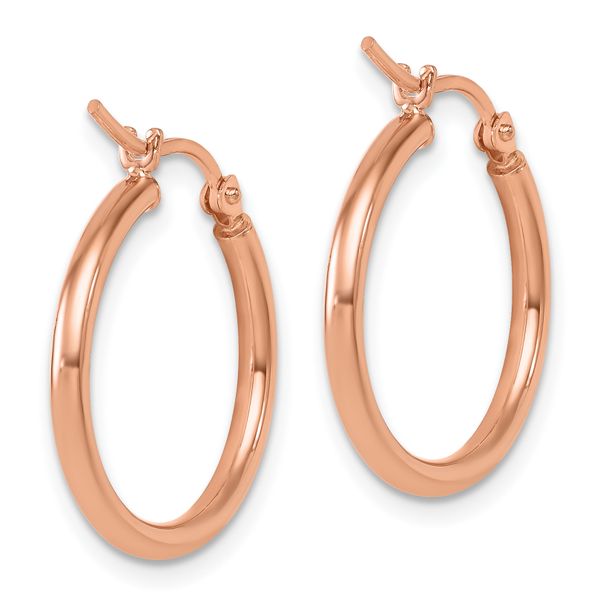 Leslie's 10K Rose Gold Polished Hinged Hoop Earrings - Image 4
