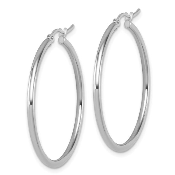 Leslie's 10K White Gold Polished Hinged Hoop Earrings - Image 2