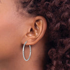 Leslie's 10K White Gold Polished Hinged Hoop Earrings - Image 3