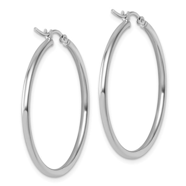 Leslie's 10K White Gold Polished Hinged Hoop Earrings - Image 4