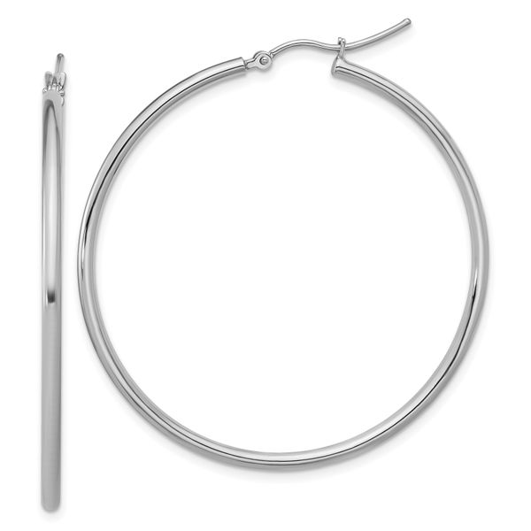 Leslie's 10K White Gold Polished Hinged Hoop Earrings