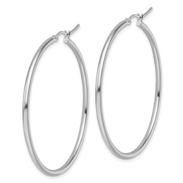 Leslie's 10K White Gold Polished Hinged Hoop Earrings - Image 2