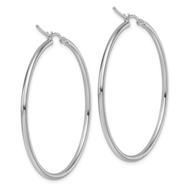 Leslie's 10K White Gold Polished Hinged Hoop Earrings - Image 4