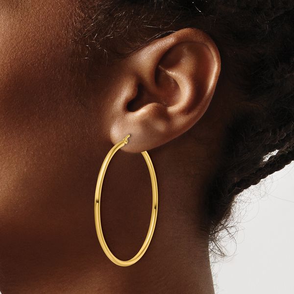 Leslie's 10K Polished Hinged Hoop Earrings - Image 3
