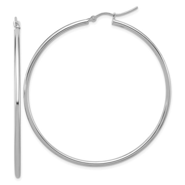 Leslie's 10K White Gold Polished Hinged Hoop Earrings
