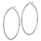 Leslie's 10K White Gold Polished Hinged Hoop Earrings - Image 2