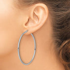 Leslie's 10K White Gold Polished Hinged Hoop Earrings - Image 3