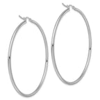 Leslie's 10K White Gold Polished Hinged Hoop Earrings - Image 4