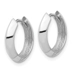 10K White Gold Polished Hinged Huggie Earrings - Image 2