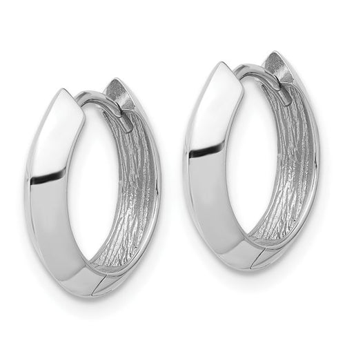 10K White Gold Polished Hinged Huggie Earrings - Image 2