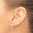 10K White Gold Polished Hinged Huggie Earrings - Image 3